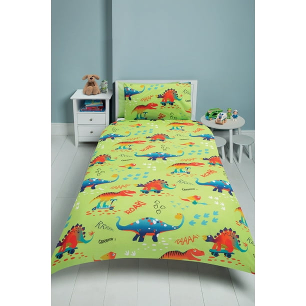 KIDS BOYS SINGLE DUVET COVER SETS CARS FOOTBALL DINOSAURS CAMOUFLAGE SPACE